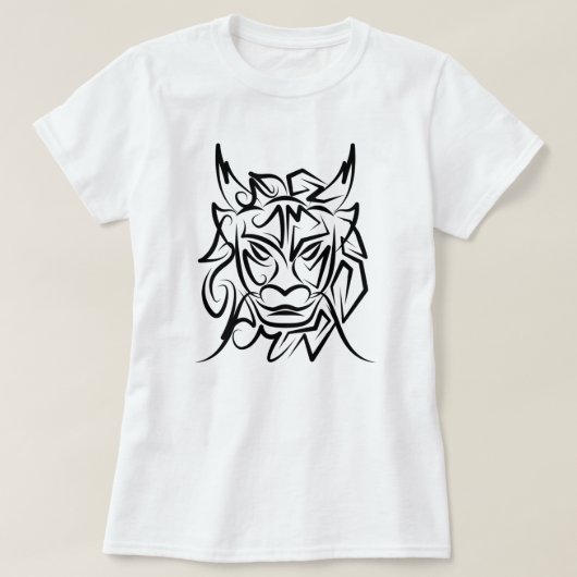 黒白トライバルドラゴン Tシャツ (デザイン正面)