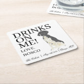 黒白ドイツ短調ポインタ結婚ズ スクエアペーパーコースター (アングル)