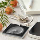 黒白ナウティラス貝 キーホルダー (正面右)