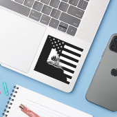 黒白ハイチアメリカ国旗 |ハイチUSA シール (ノートパソコンとiPhone)