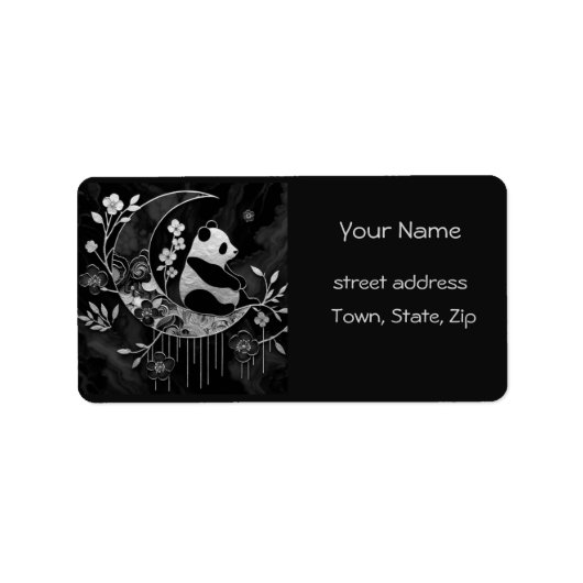 黒白パンダon Moon ラベル (正面)