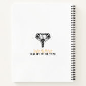 黒白パーソナライズされた線絡み象 ノートブック (裏面)