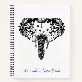 黒白パーソナライズされた線絡み象 ノートブック