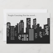 黒白ビル シルエット ビジネス 移動 案内状 (正面)