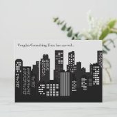 黒白ビル シルエット ビジネス 移動 案内状 (スタンド正面)