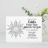 黒白ファーストトリップサンのまわりに1st誕生日 招待状 (スタンド正面)