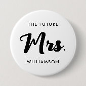 黒白フューチャー・ミセス・ラストネームの結婚式 缶バッジ (正面)