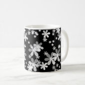 黒白フラワープリント コーヒーマグカップ (正面右)