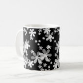 黒白フラワープリント コーヒーマグカップ (正面左)