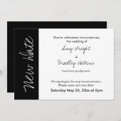 黒白ブロック 新しい日程 結婚式延期のお知らせカード 招待状 (正面/裏面)