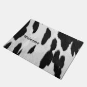 黒白ホルスタイン牛革ウェルカム ドアマット (アングル)