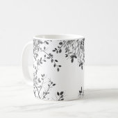 黒白ボタニカル コーヒーマグカップ (正面左)