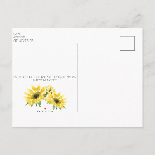 黒白ポルカひまわり点々のある赤ちゃんシャワー インビテーションポストカード (裏面)