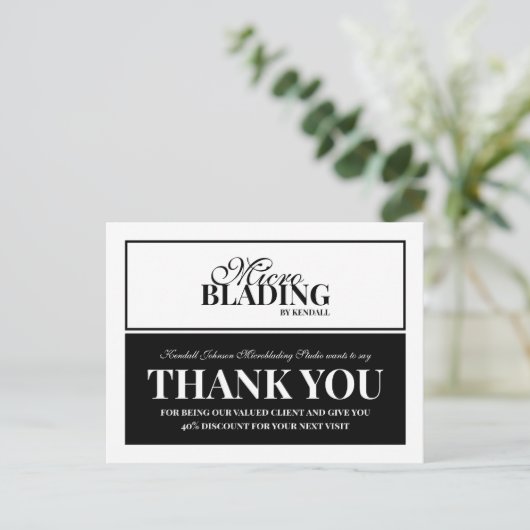 黒白マイクロブレーディング ご利用いただいたお客様 割引 ポストカード (スタンド正面)