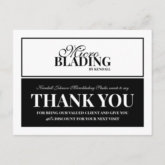 黒白マイクロブレーディング ご利用いただいたお客様 割引 ポストカード (正面)