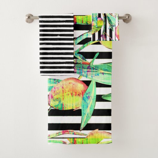 黒白マンゴスストライプのバスタオルセット バスタオルセット (インサイチュ)