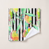 黒白マンゴスストライプのバスタオルセット バスタオルセット (ウォッシュタオル)