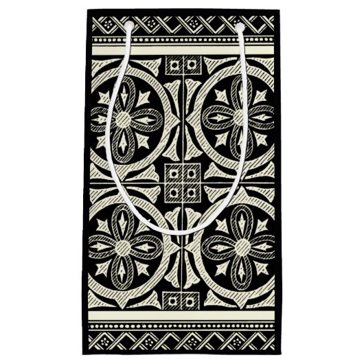 黒白マンダラモチーフby Vision Studio スモールペーパーバッグ (正面)