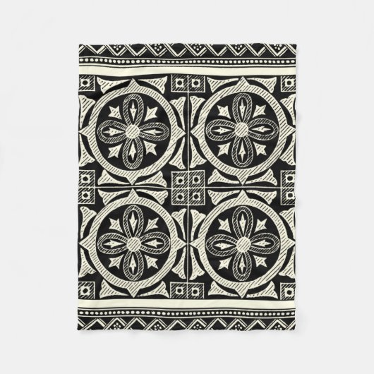 黒白マンダラモチーフby Vision Studio フリースブランケット (正面)