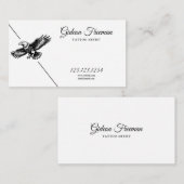 黒白モダンの舞い上がるイーグルのタトゥーアーティスト 名刺 (正面/裏面)