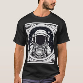 黒白モダン宇宙飛行士のTシャツ Tシャツ
