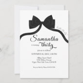 黒白モダン弓コケット30歳の誕生日 招待状 (正面)