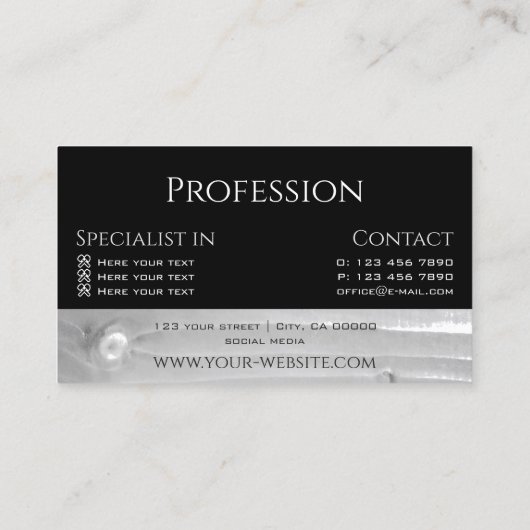 黒白モダン木木目木板 名刺 (裏面)