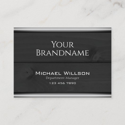 黒白モダン木木目木板 名刺 (正面)