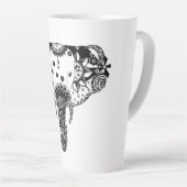 黒白モダン線絡み象 カフェラテマグ (右アングル)