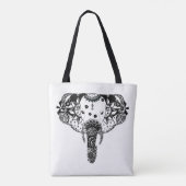 黒白モダン線絡み象 トートバッグ (裏面)