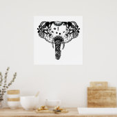 黒白モダン線絡み象 ポスター (キッチン)