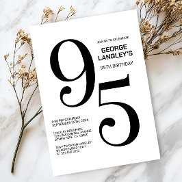 黒白モダン95th誕生日パーティー 招待状