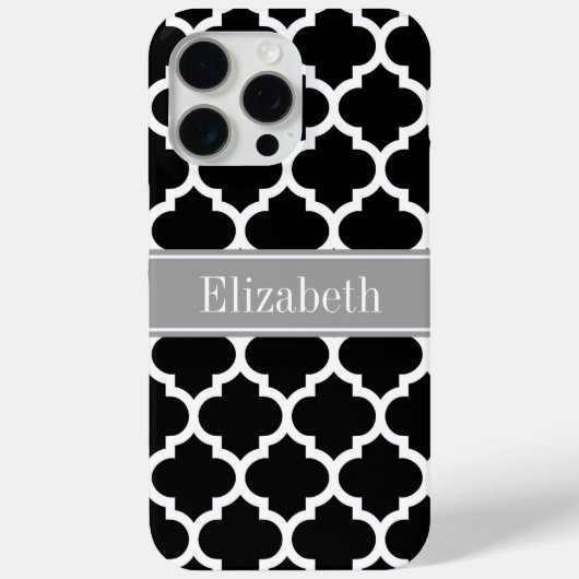 黒白モロッコ #5 ダークグレー 名前 モノグラム Case-Mate iPhoneケース (裏面)