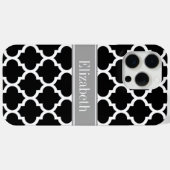 黒白モロッコ #5 ダークグレー 名前 モノグラム Case-Mate iPhoneケース (裏面 (横))