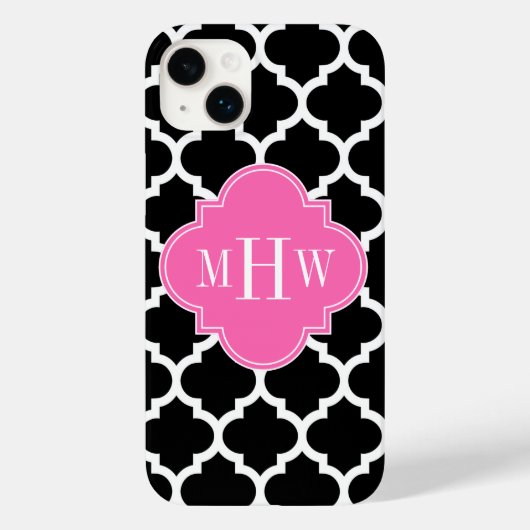 黒白モロッコ #5 ホットピンク #2 名前 モノグラム Case-Mate iPhoneケース (裏面)