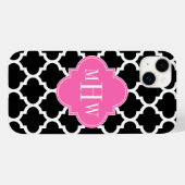 黒白モロッコ #5 ホットピンク #2 名前 モノグラム Case-Mate iPhoneケース (裏面 (横))