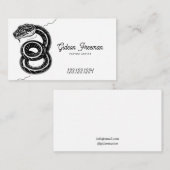 黒白ユニーク蛇タトゥーアーティスト 名刺 (正面/裏面)