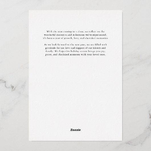 黒白ローマ数字2枚フォトニューイヤー 箔シーズンカード (裏面)