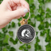 黒白一足王鳩ヨガポーズロゴ キーホルダー (手)