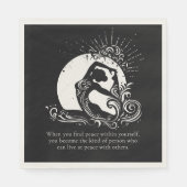 黒白一足王鳩ヨガポーズロゴ スタンダードランチョンナプキン (正面)