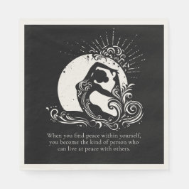 黒白一足王鳩ヨガポーズロゴ スタンダードランチョンナプキン