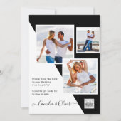 黒白写真 ウェディング インビテ QRコード 保存日付 招待状 (正面)