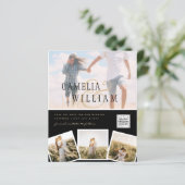 黒白写真 ウェディング 招待 QRコード 日程 保存 (スタンド正面)