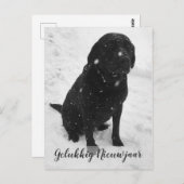 黒白写真　幸せな新年　クリスマスカード ポストカード (正面/裏面)