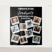 黒白卒業インスタ写真学校ニックネーム タペストリー (正面)