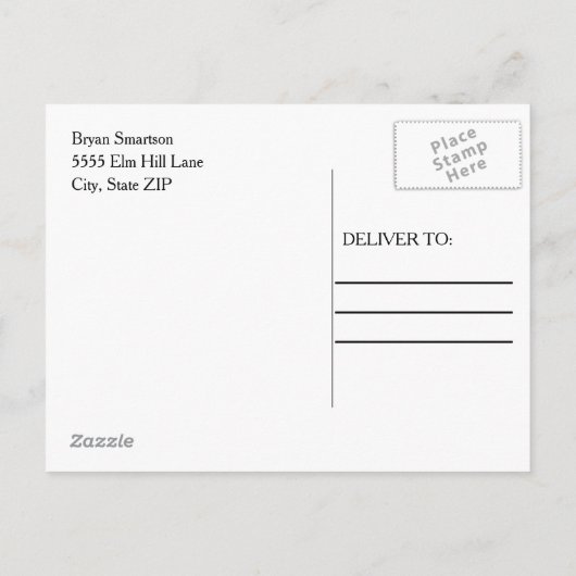 黒白大学トランクパーティー写真招待状 インビテーションポストカード (裏面)