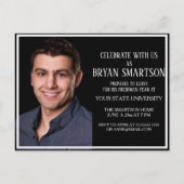 黒白大学トランクパーティー写真招待状 インビテーションポストカード (正面)