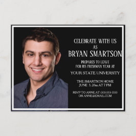 黒白大学トランクパーティー写真招待状 インビテーションポストカード