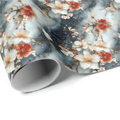 黒白大理石の花 ラッピングペーパー (ロールコーナー)