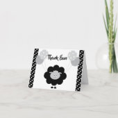 黒白子羊 性別問わず 可愛いベビーシャワー サンキューカード (正面)